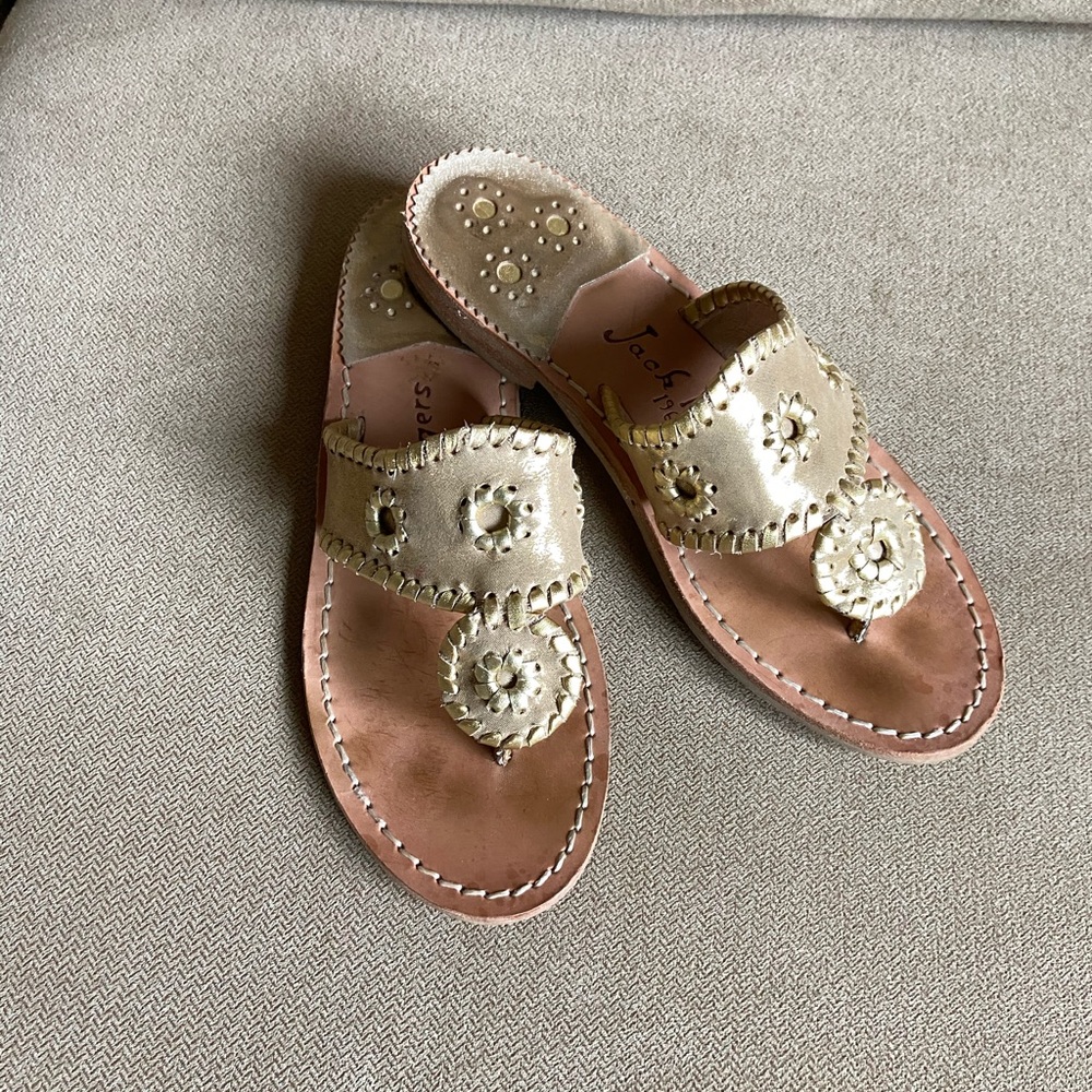 JACK ROGERS, authentic, gold, size 5